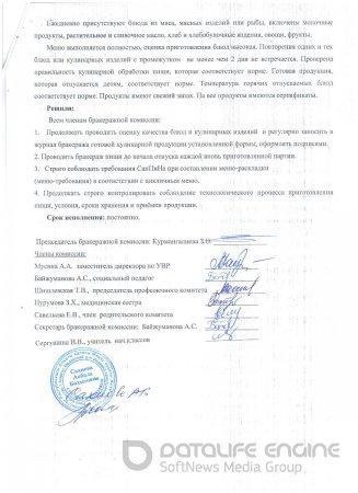 Протокол №1 заседания бракеражной комиссии