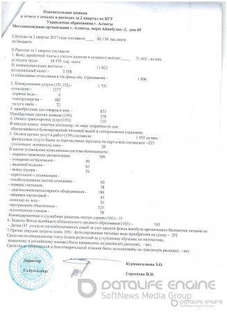 Отчет о доходах и расходах за II квартал 2017 года
