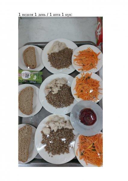 Ежедневное меню бесплатного питания с приложением фото блюд/ Фотосурет тағамдары бар күнделікті тегін тамақтану мәзірі