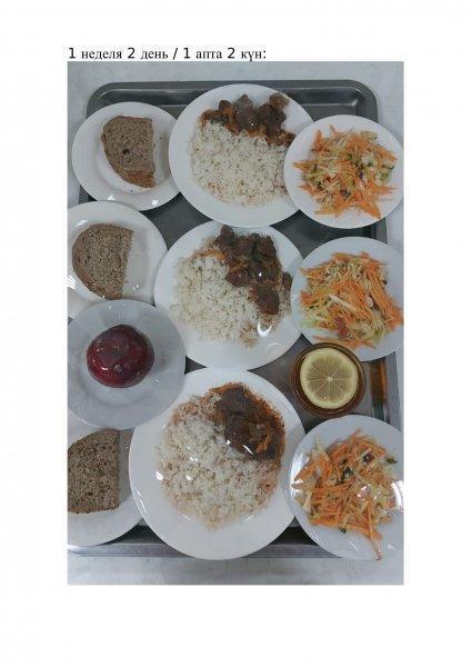 Ежедневное меню бесплатного питания с приложением фото блюд/ Фотосурет тағамдары бар күнделікті тегін тамақтану мәзірі